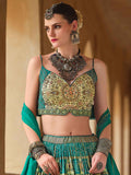Stunning Green Bandhani Print Silk Reception Wear Lehenga Choli