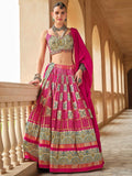 Delightful Pink Bandhani Print Silk Wedding Wear Lehenga Choli