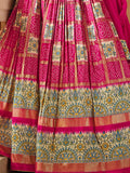 Delightful Pink Bandhani Print Silk Wedding Wear Lehenga Choli