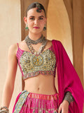 Delightful Pink Bandhani Print Silk Wedding Wear Lehenga Choli