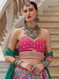 Alluring Green Bandhani Print Silk Reception Wear Lehenga Choli