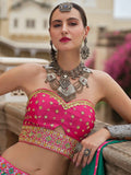 Alluring Green Bandhani Print Silk Reception Wear Lehenga Choli