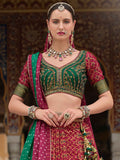 Attractive Red Bandhani Print Silk Wedding Wear Lehenga Choli