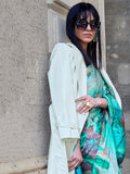 Lovely Turquoise Digital Printed Satin Events Wear Saree With Blouse