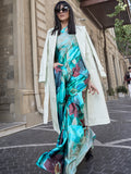 Lovely Turquoise Digital Printed Satin Events Wear Saree With Blouse