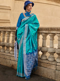 Wonderful Turquoise Silk Zari Weaving Designer Saree With Blouse