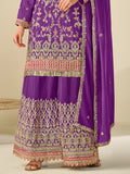 Precious Purple Sequins Work Chinon Sharara Suit With Dupatta