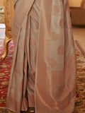 Outstanding Grey Zari Woven Silk Events Wear Saree With Blouse