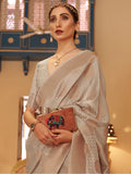Outstanding Grey Zari Woven Silk Events Wear Saree With Blouse