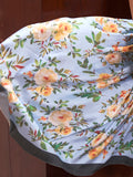 Captivating Sky-Blue Floral Printed Satin Function Wear Saree With Blouse