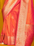 Incredible Orange Zari Weaving Silk Festival Wear Saree With Blouse