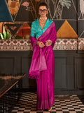Charming Rani Pink Weaving Silk Event Wear Saree With Blouse