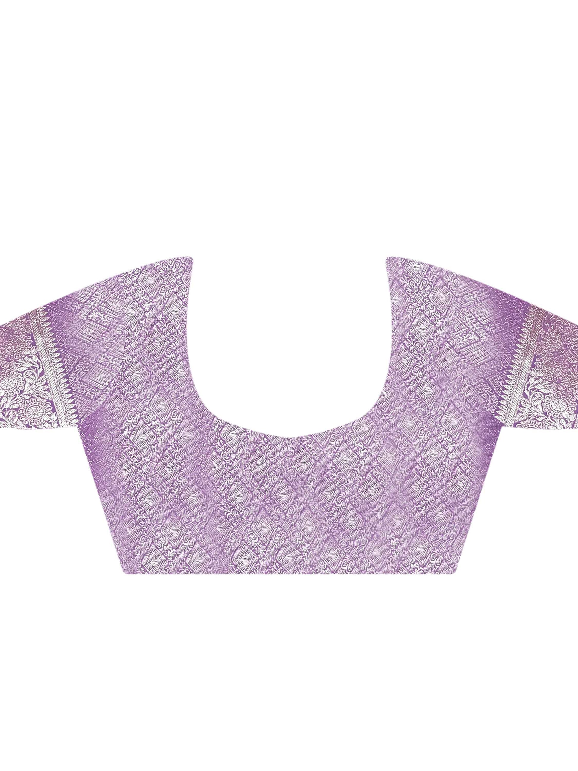 Alluring Purple Zari Weaving Silk Banarasi Saree With Blouse