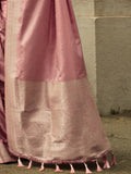 Enticing Light Coral satin Festive Wear Saree With Blouse
