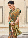 Fetching Multi-Color Zari Weaving Silk Occasions Wear Saree