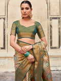 Fetching Multi-Color Zari Weaving Silk Occasions Wear Saree