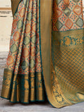 Fetching Multi-Color Zari Weaving Silk Occasions Wear Saree