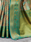 Alluring Green Zari Weaving Silk Festive Wear Saree With Blouse