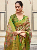 Engaging Green Zari Weaving Silk Mehendi Wear Saree With Blouse