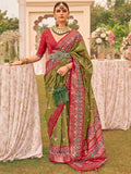 Appealing Green Patola Printed Silk Traditional Saree With Blouse