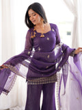 Dazzling Wine Zari Work Silk Festival Wear Suit With Dupatta
