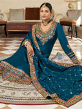 Stunning Teal Blue Embroidered Vichitra Party Wear Salwar Suit