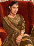 Attractive Mahendi Green Embroidered Vichitra Festival Wear Salwar Suit