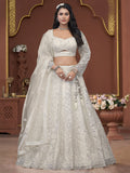 Adorable Off-White Sequins Net Engagement Wear Lehenga Choli