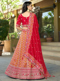 Mesmerizing Red Zari Weaving Silk Bridal Lehenga Choli With Dupatta