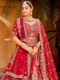 Lovely Red Hand Work Silk Bridal Lehenga Choli With Double Dupatta