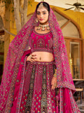Amazing Rani Pink Floral Embroidery Velvet Bridal Lehenga Choli With Double Dupatta