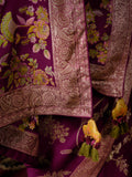 Pretty Magenta Zari Weaving Silk Wedding Wear Saree With Blouse
