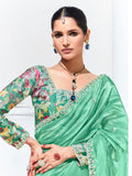 Captivating Teal Green Embroidered Organza Festival Wear Saree