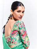 Captivating Teal Green Embroidered Organza Festival Wear Saree
