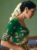 Fantastic Olive Green Sequins Silk Mehendi Wear Saree With Blouse