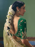 Fantastic Olive Green Sequins Silk Mehendi Wear Saree With Blouse