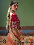 Lovely Orange Sequins Silk Wedding Wear Saree With Blouse