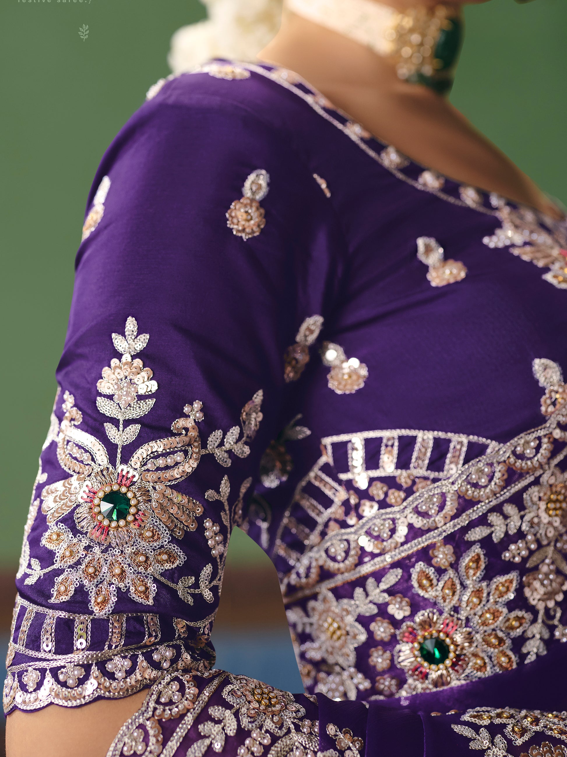 Fabulous Navy Blue Sequins Silk Reception Wear Saree With Blouse
