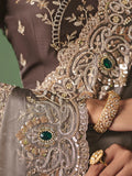Attractive Grey Sequins Silk Engagement Wear Saree With Blouse