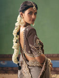 Attractive Grey Sequins Silk Engagement Wear Saree With Blouse