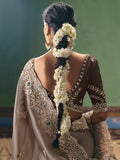 Attractive Grey Sequins Silk Engagement Wear Saree With Blouse