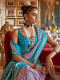 Alluring Lavender Printed Silk Festival Wear Saree With Blouse