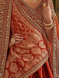 Fabulous Orange Embroidered Silk Bridal Lehenga Choli With Double Dupatta