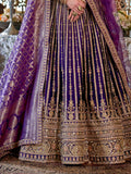 Brilliant Purple Pearl Work Silk Bridal Lehenga Choli With Double Dupatta