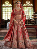 Fantastic Red Heavy Embroidered Silk Bridal Lehenga Choli With Double Dupatta
