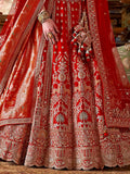 Marvellous Red Pearl Embroidered Silk Bridal Lehenga Choli With Double Dupatta