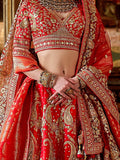 Graceful Red Sequins Silk Bridal Lehenga Choli With Double Dupatta