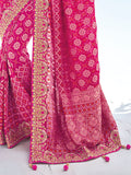 Fantastic Pink Bandhani Printed Georgette Traditional Saree With Blouse