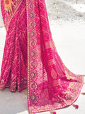 Excellent Rani Pink Bandhani Printed Georgette Saree With Blouse