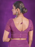 Enchanting Purple Sequins Organza Event Wear Saree With Blouse